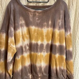 BKE Grey and Yellow Tie-Dye Sweatshirt